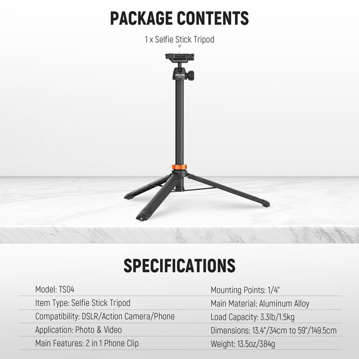 Nonslip feet keep the setup stable on varied surfaces.