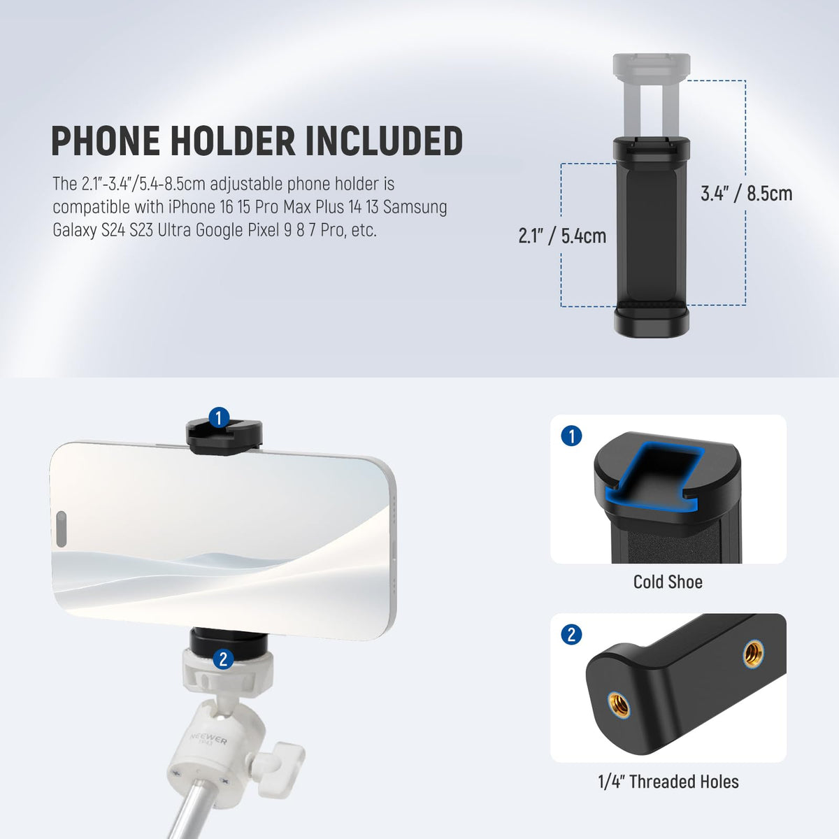 NEEWER Basics action camera adapter compatible with GoPro and DJI.