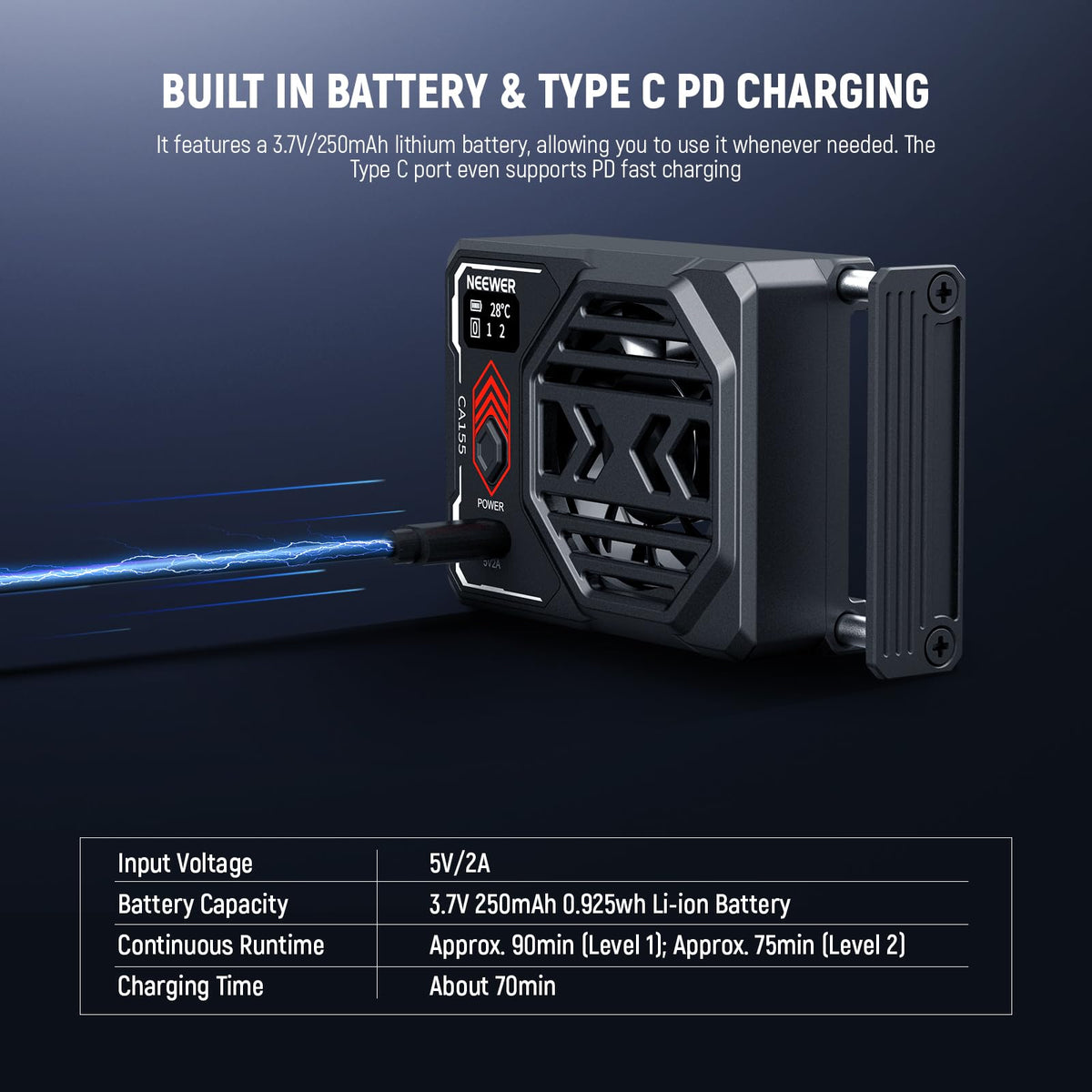 NEEWER Basics low and high cooling modes for silent or rapid cooling.