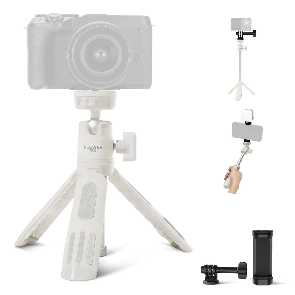 NEEWER Basics mini desk selfie-stick tripod for stable tabletop shots on the go.