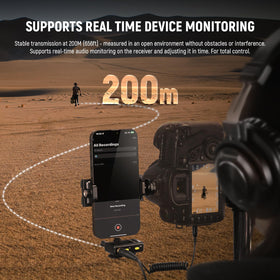 CM28 wireless range of 200 meters supports distant filming