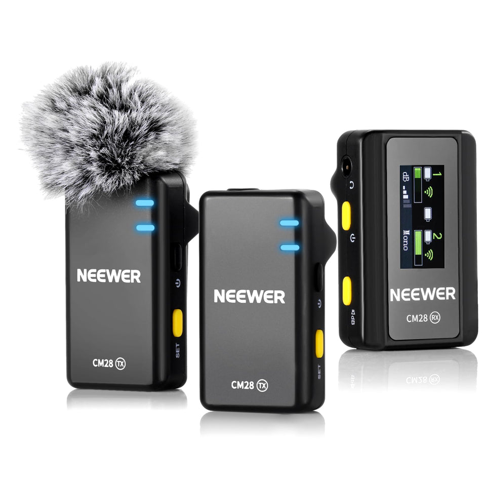 NEEWER CM28 dual TX and one RX setup for reliable on the go wireless audio