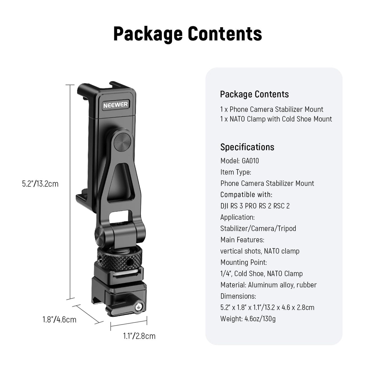 Built-in 1/4 inch thread expands tripod and accessory compatibility