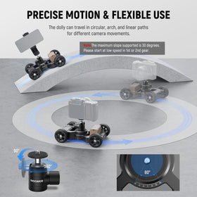 NEEWER DL400 front view dolly enables cinematic motion along curves