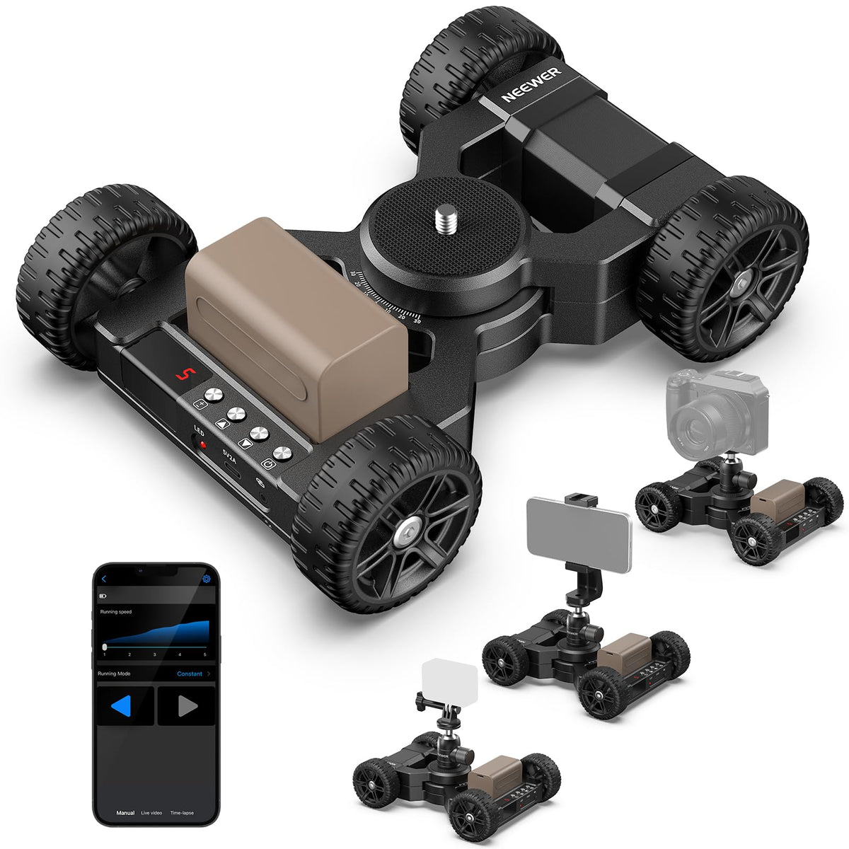 NEEWER DL400 side view dolly for smooth camera tracking and quiet operation