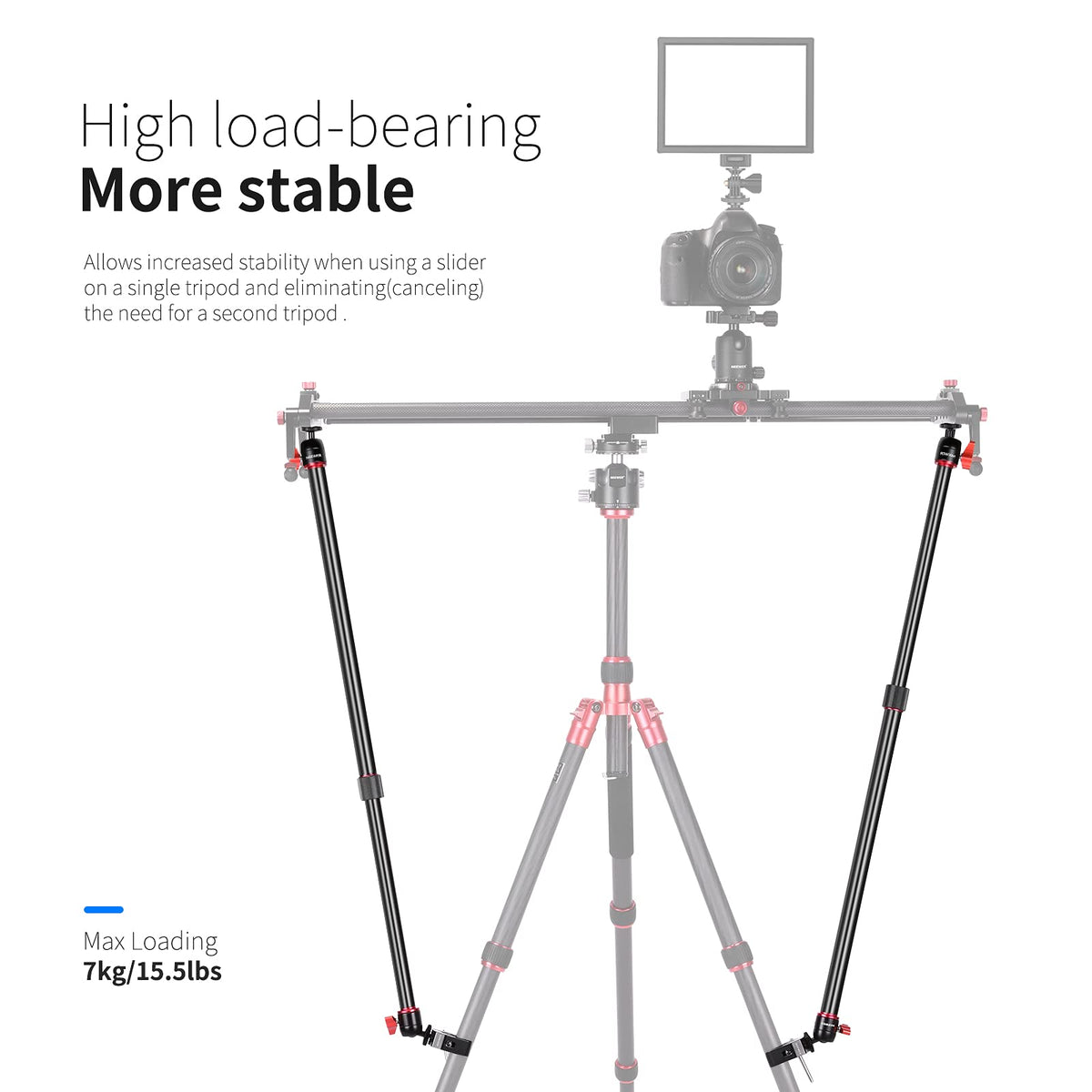 NEEWER extendable slider arm length supports various slider sizes and distances.