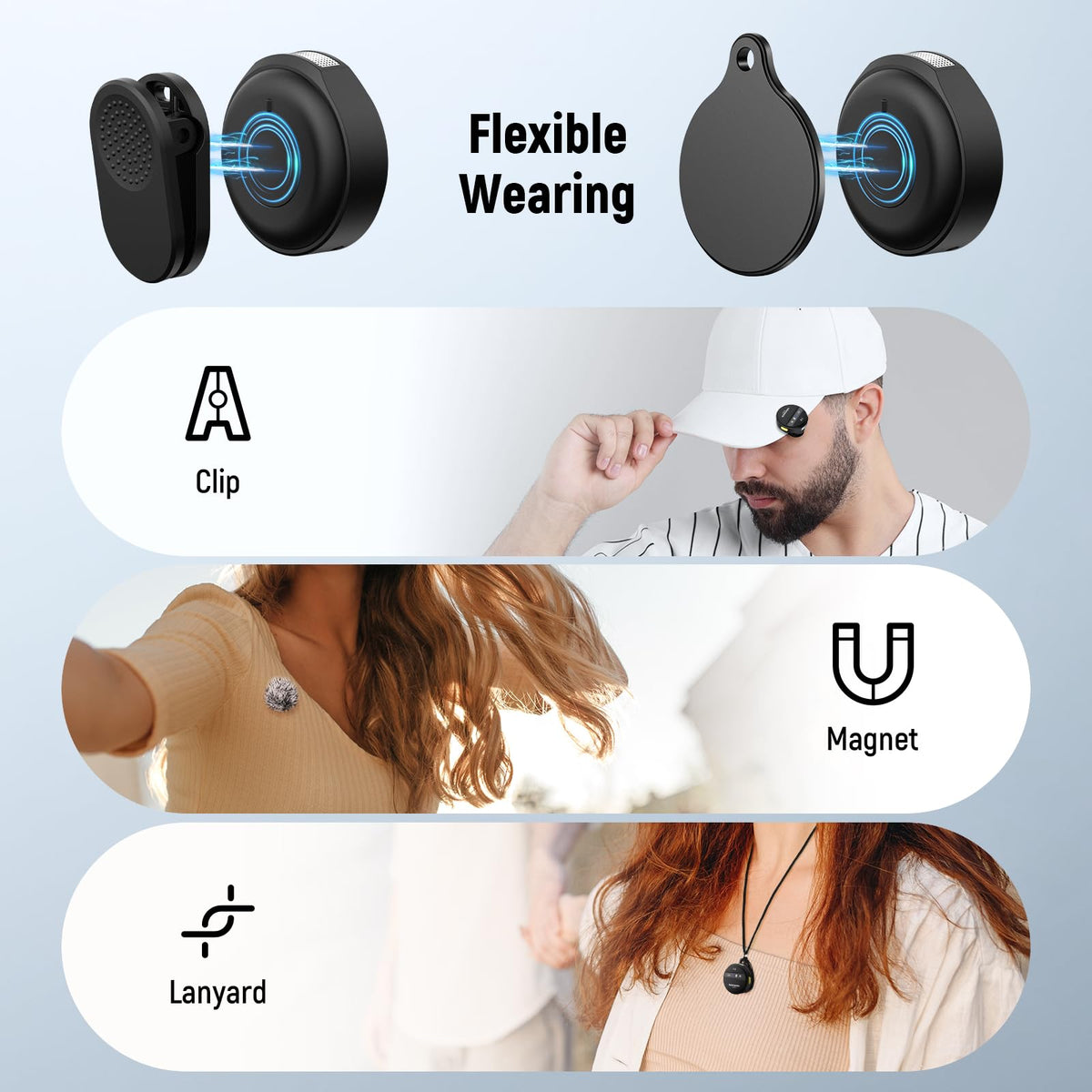 NEEWER KM18 transmitter magnetically attached to clothing for secure fit