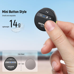 NEEWER KM18 USB-C receiver detail showing plug and passthrough charging