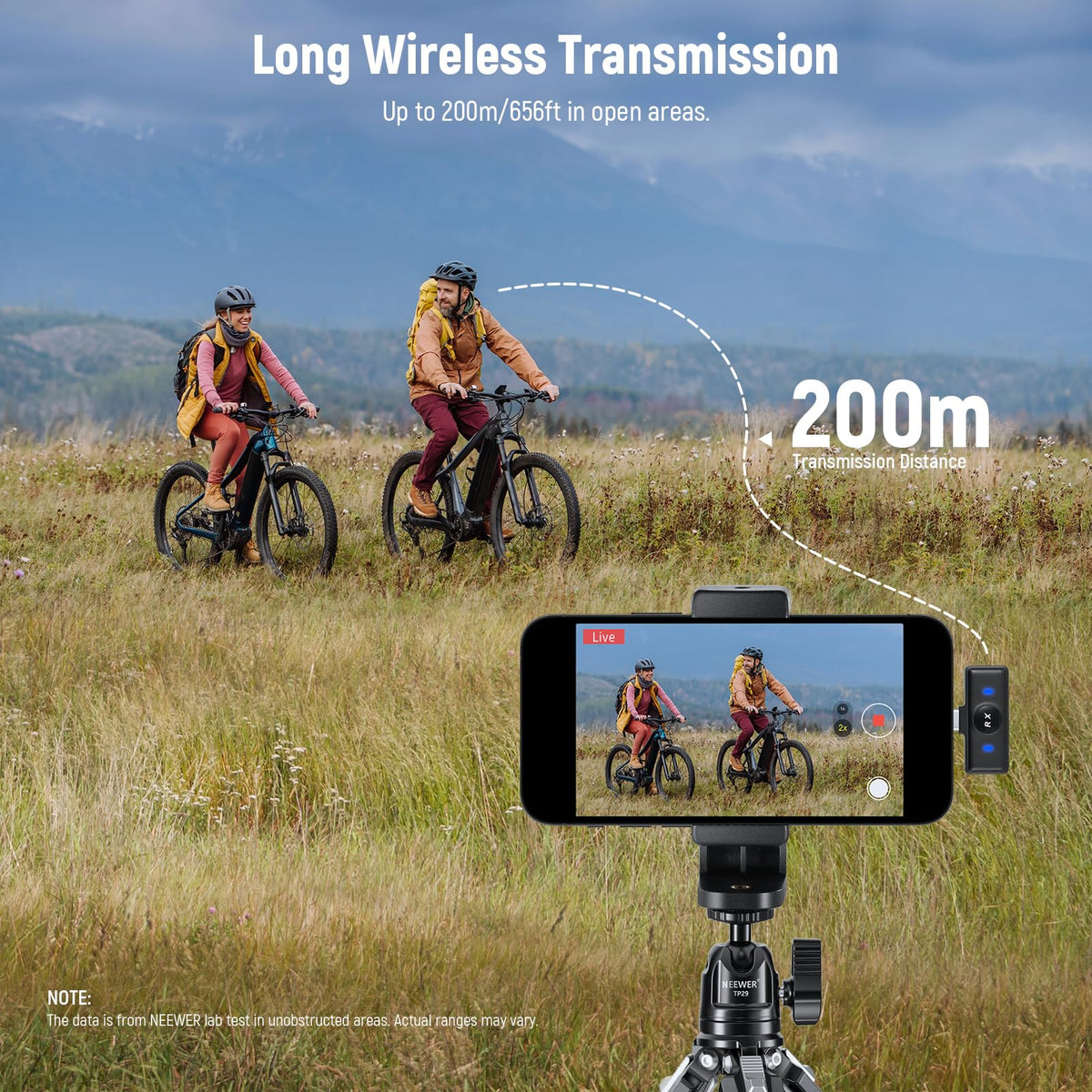 NEEWER KM18 next to smartphone for size comparison and travel convenience