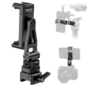 NEEWER metal phone tripod mount attached to RS5 gimbal for versatile monitoring