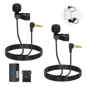 NEEWER mini lavalier mic, front view, ultra-compact for discreet camera interviews.