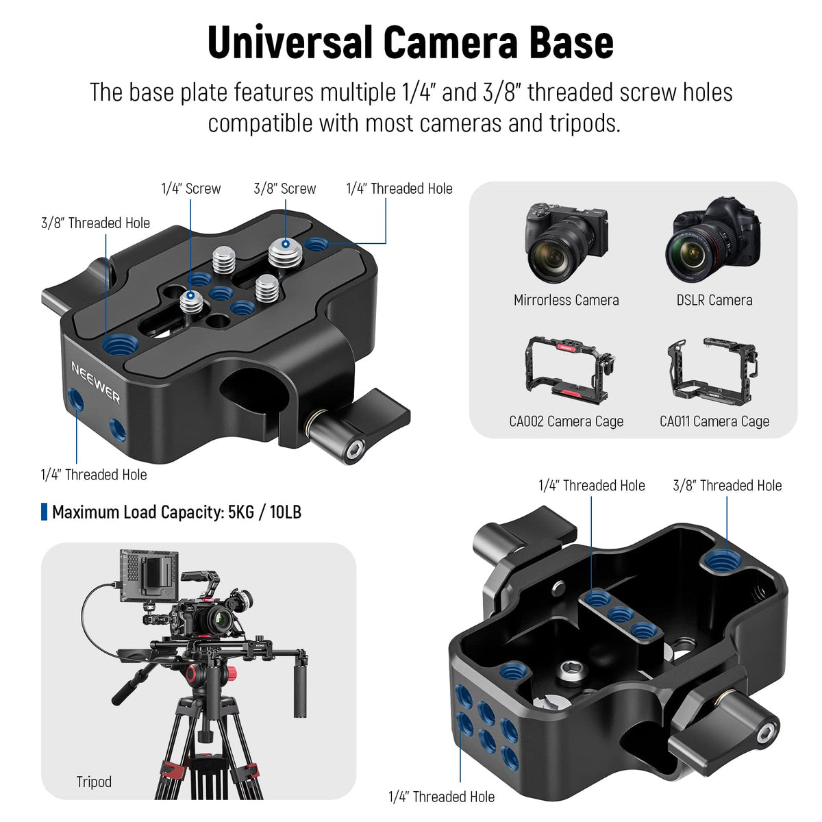 NEEWER SR004 extended 15mm rods provide flexible mounting space for lenses and follow focuses.