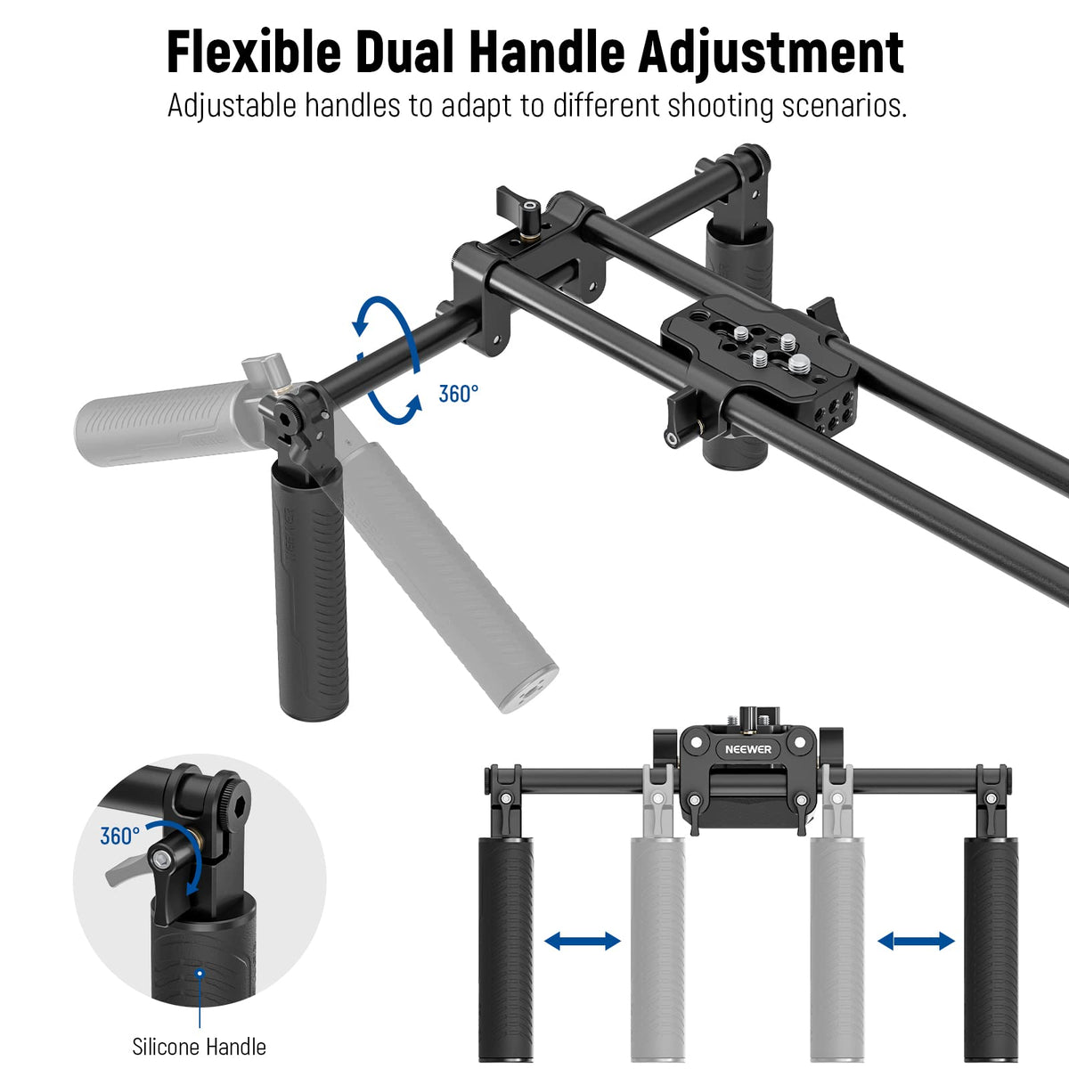 NEEWER SR004 rod end plugs prevent rods from slipping for secure setup.