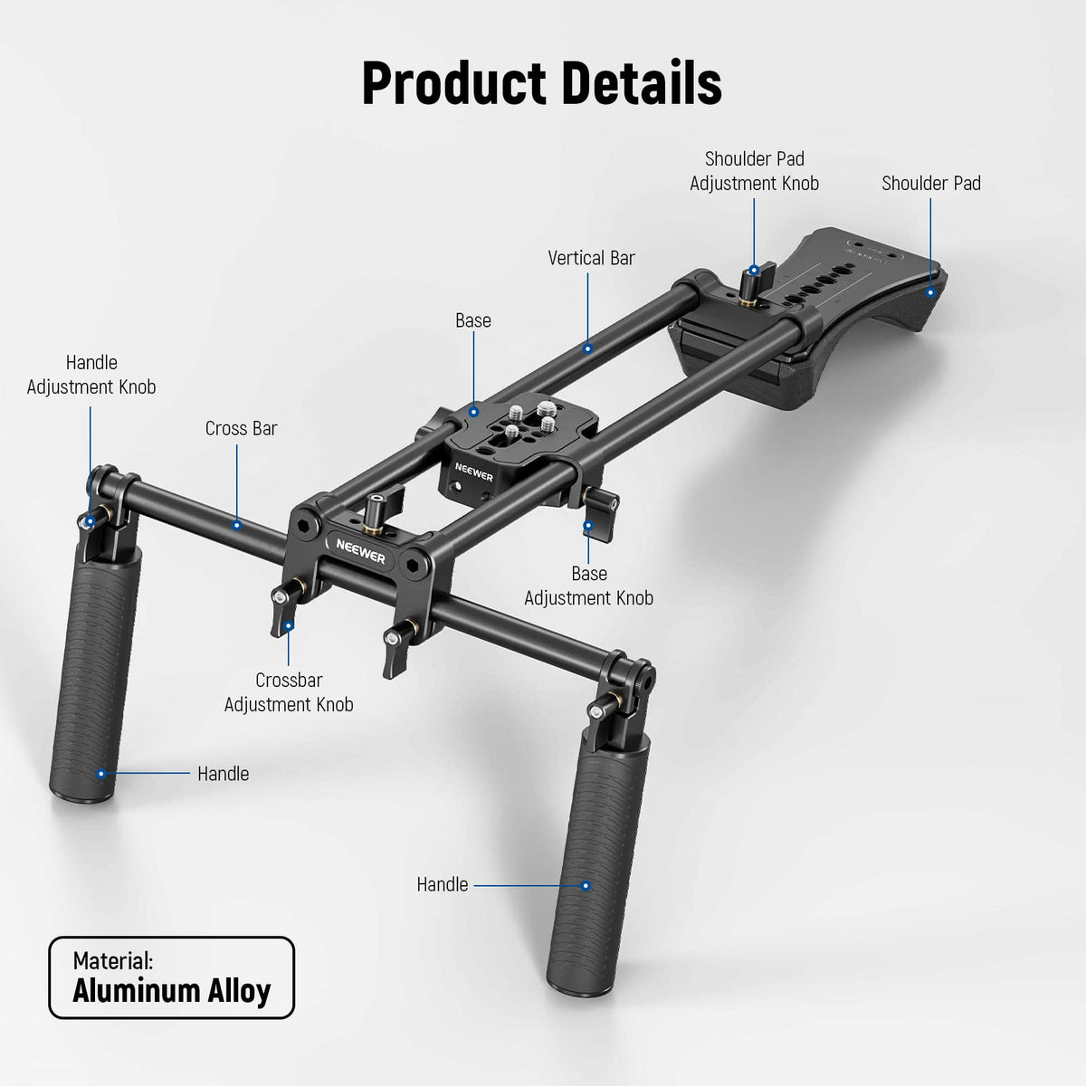 NEEWER SR004 universal baseplate attachment enables quick cage mounting and accessory expansion.