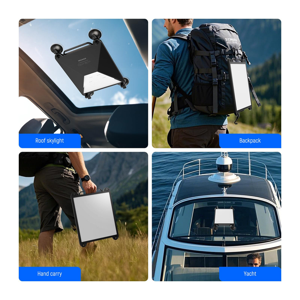 NEEWER ST91 close-up of suction cup locking mechanism, showing secure four-point hold
