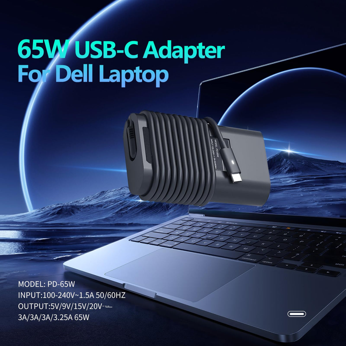 NEGENTTREN 65W USB-C charger for Dell Latitude 5520 delivering stable energy for daily use