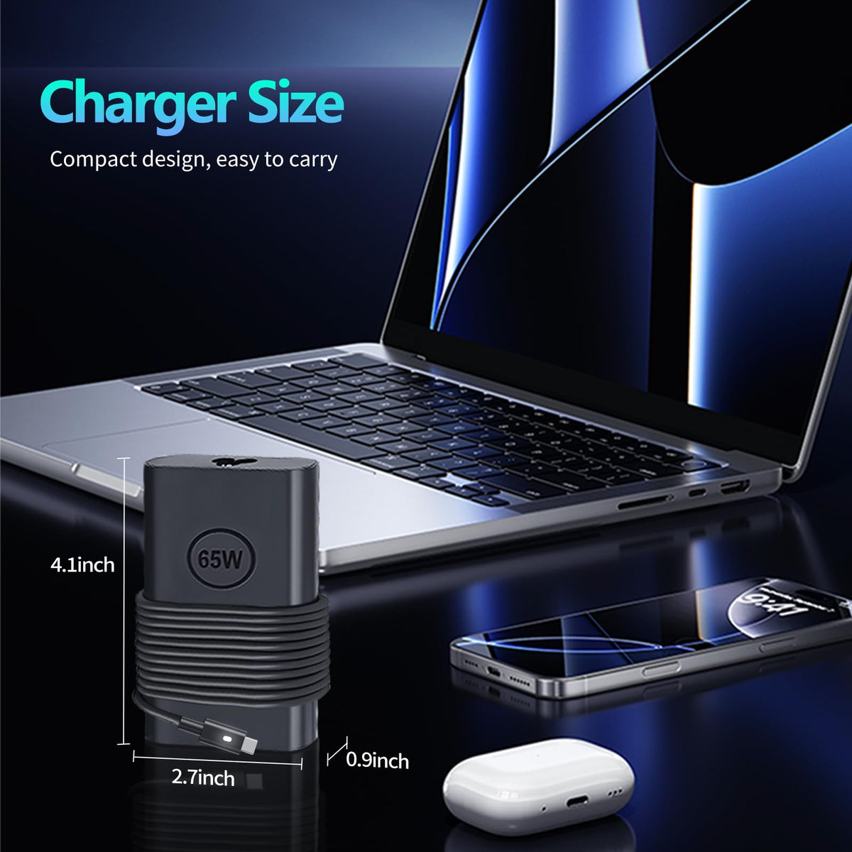 NEGENTTREN 65W USB-C charger with smart protection for safe charging sessions