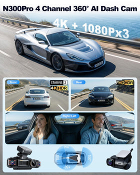 Neideso N300Pro right camera records 1080p with broad traffic context