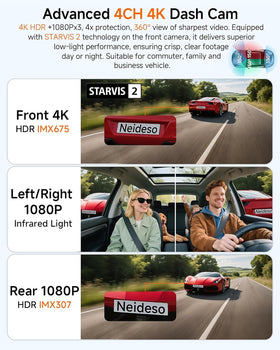 Neideso N900 rear 1080p camera provides full-frame coverage with clear plate data at night.