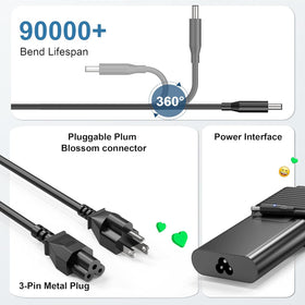 NELEBUTO 130W adapter with 9 ft charging cable enables flexible placement