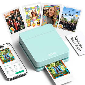 Nelko PP01 compact green printer for on-the-go printing.