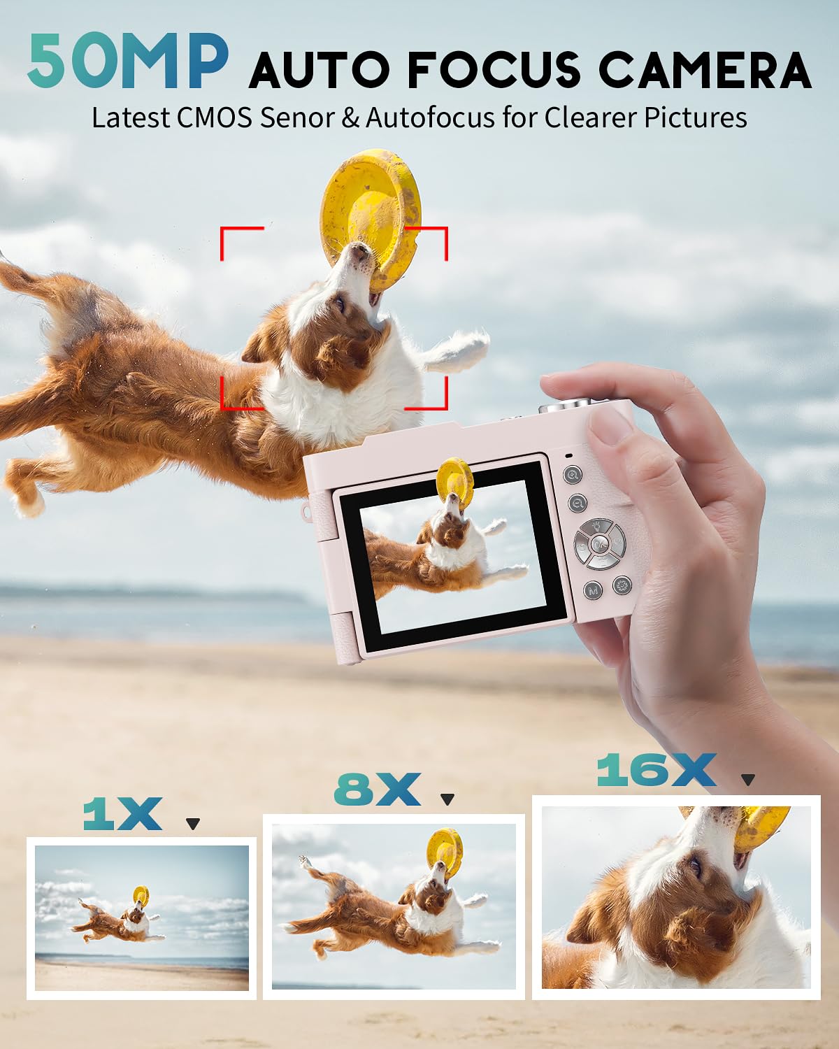 NEMUTA 16x zoom with autofocus helps capture distant scenery and detailed portraits.