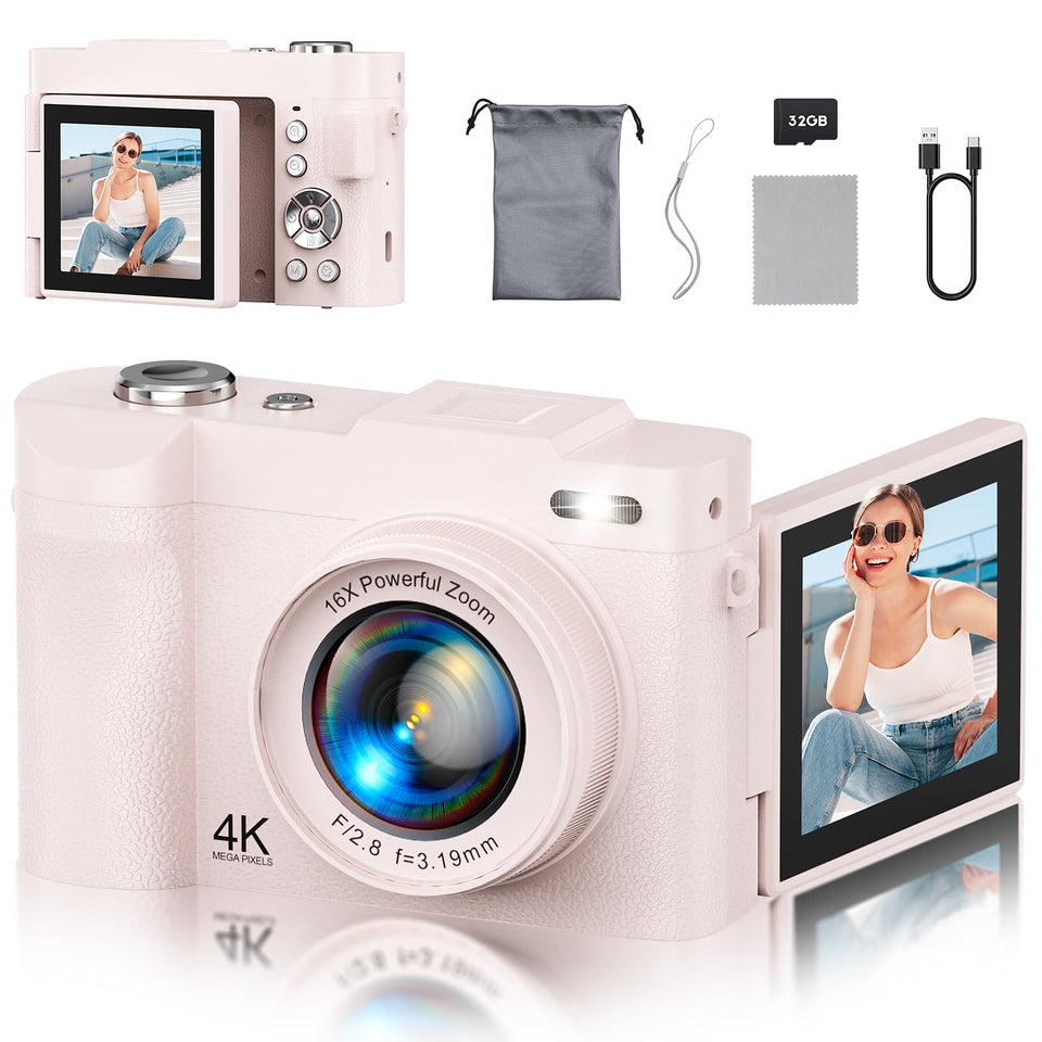 NEMUTA 4K camera with flip screen for easy framing and on-the-go vlogging.