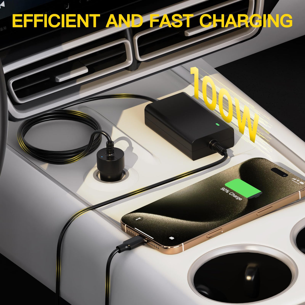 NENASEW plugged into vehicle socket with scale to show compact size and convenience