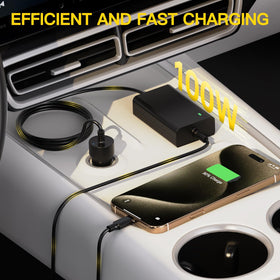 NENASEW plugged into vehicle socket with scale to show compact size and convenience