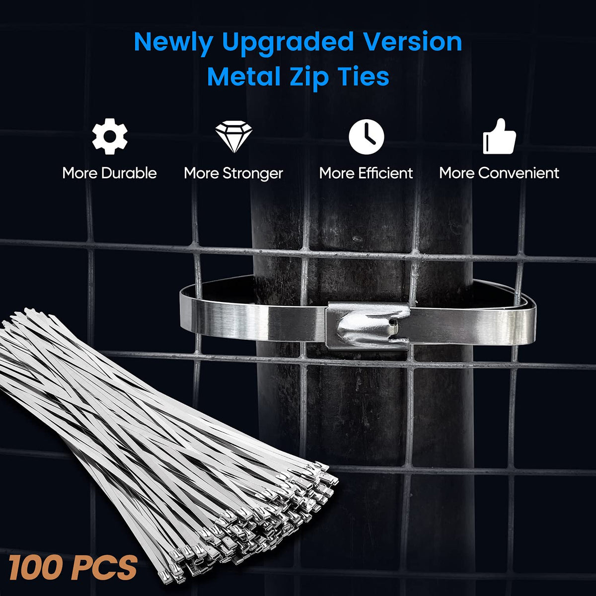 Neojao stainless steel zip ties withstand heat and weather