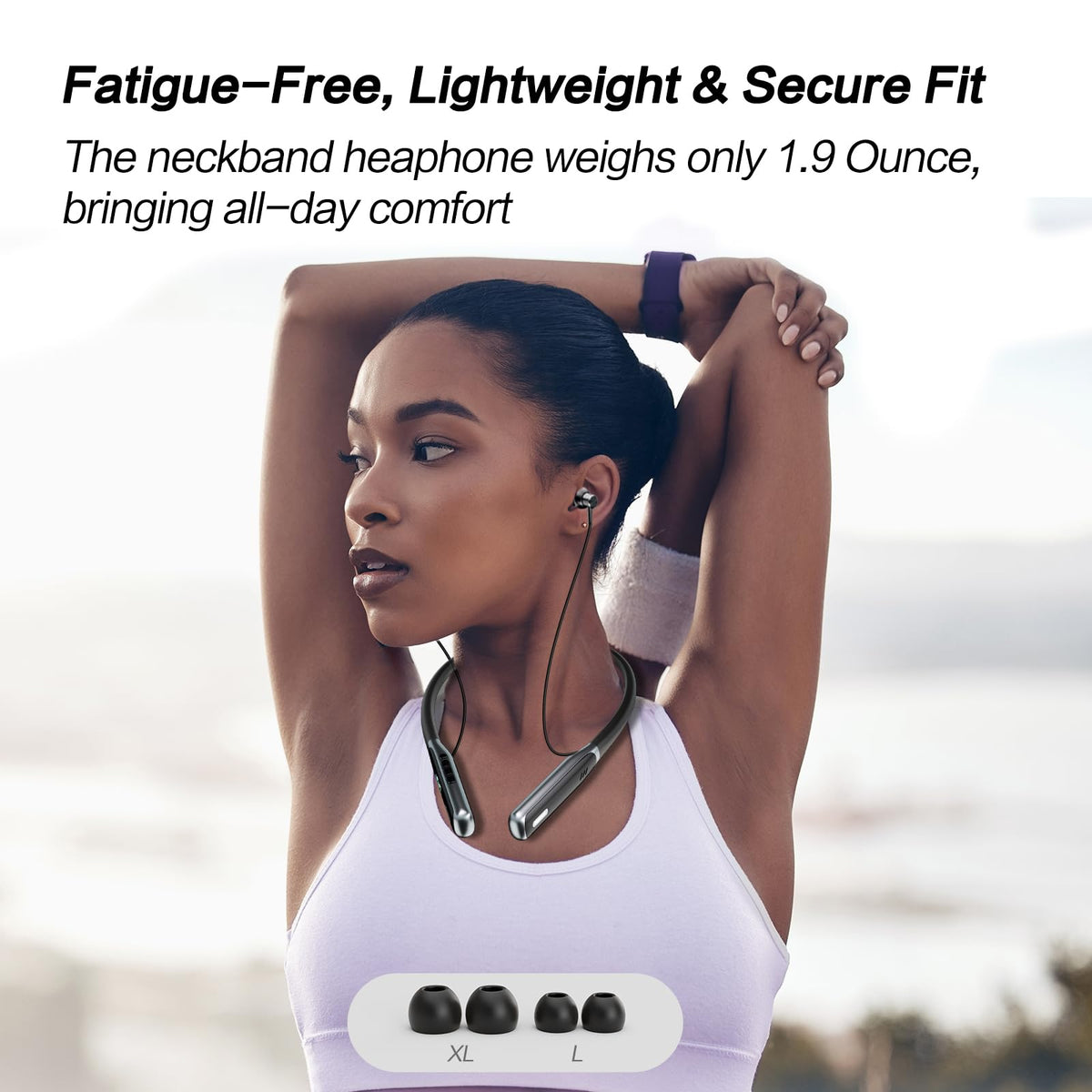 NEOQOQO neckband earbuds button control enabling quick track changes and calls