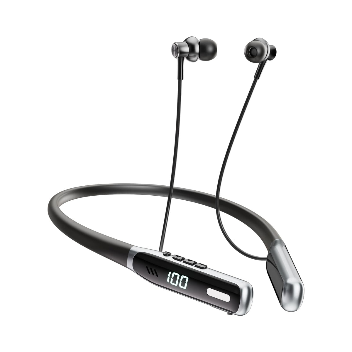 NEOQOQO neckband earbuds front view for all-day comfort and secure wear