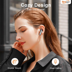 Nequga silicone tips ensure a secure seal for varied ear shapes.
