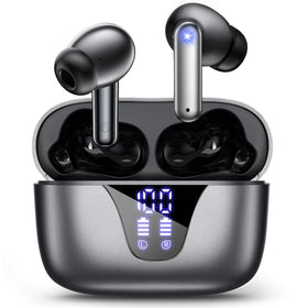 Nequga wireless earbuds with LED display case showing remaining power for easy charging.