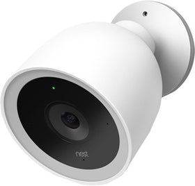 Nest Cam IQ Outdoor front view shows weatherproof exterior for porch monitoring and 4K detail