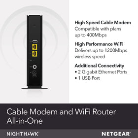 NETGEAR C6230 rear ports enable fast wired connections for gaming and streaming.