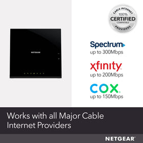 NETGEAR C6250 back ports with two Gigabit Ethernet and USB