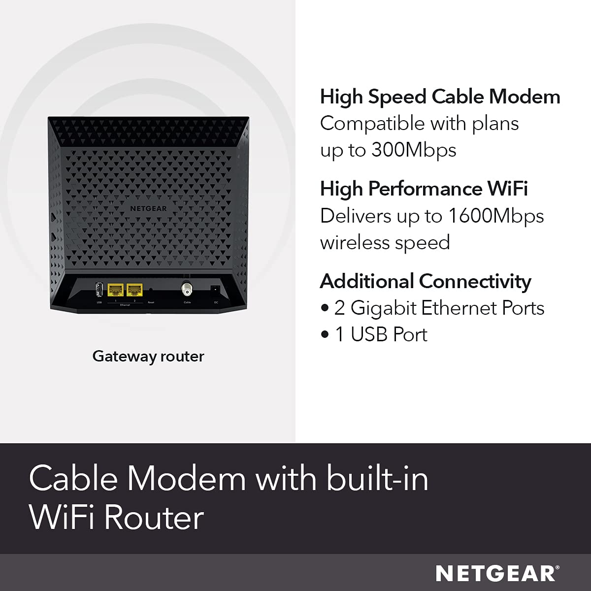 NETGEAR C6250 Wi-Fi coverage up to 1500 sq ft for multiple devices