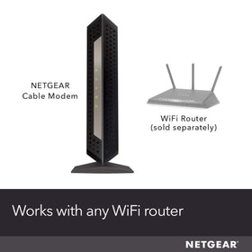 NETGEAR CM1000 back panel with ports for easy wired connections.