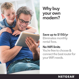 NETGEAR CM500 connected to router in use showing fast home network setup benefit