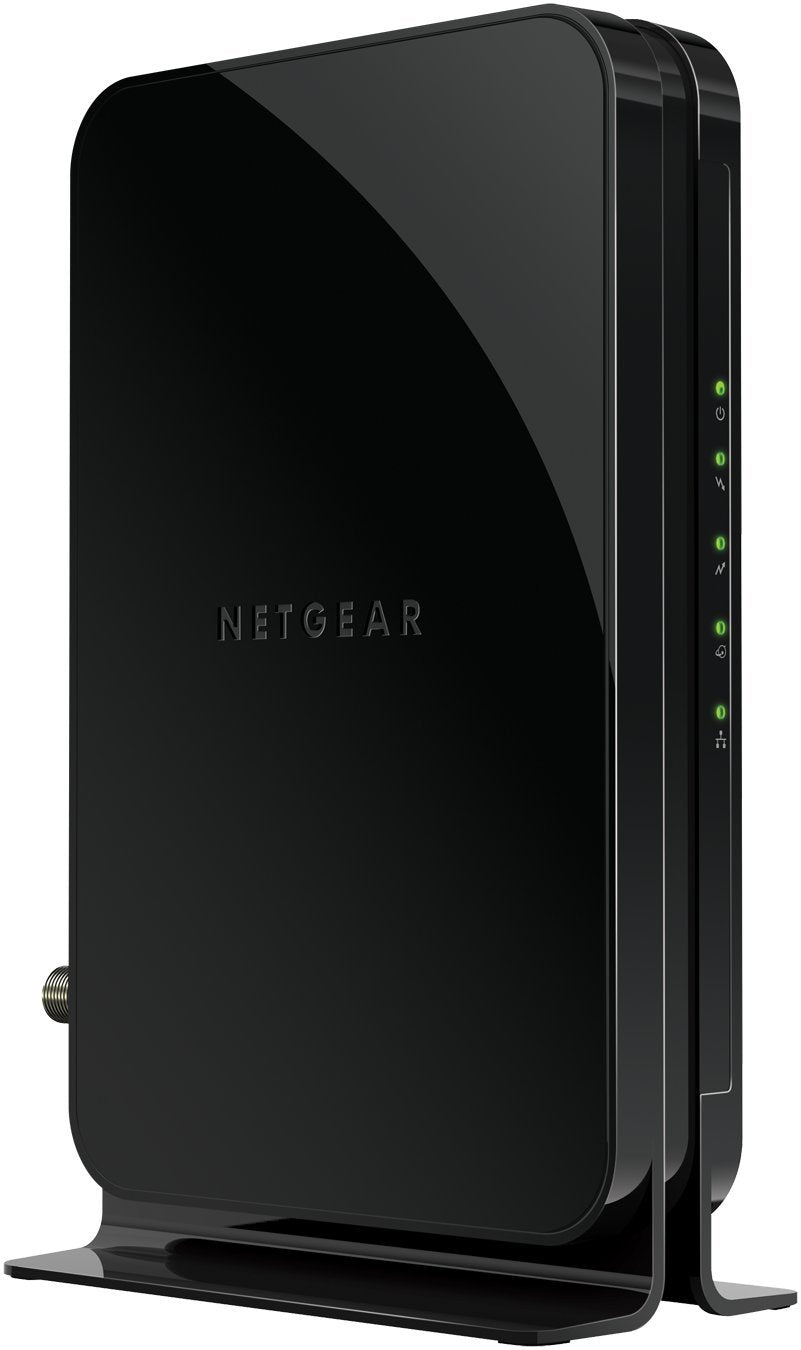 NETGEAR CM500 front view showing LEDs and compact design for reliable connectivity