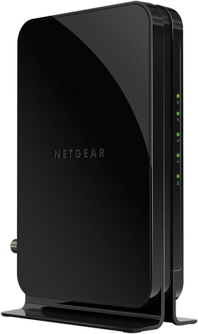 NETGEAR CM500 front view showing LEDs and compact design for reliable connectivity