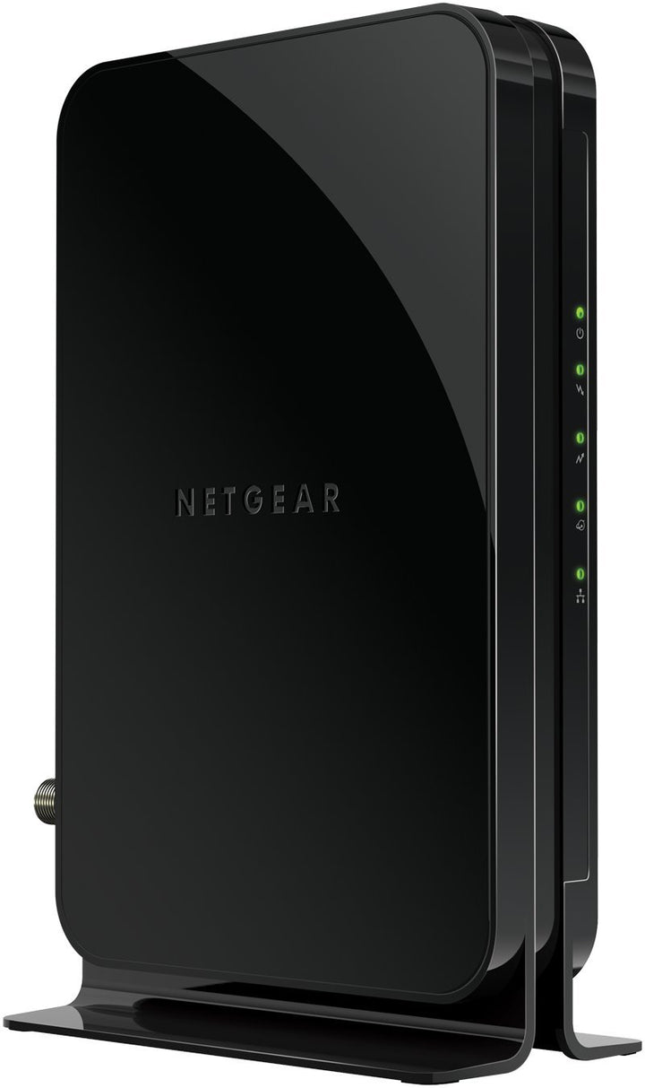 NETGEAR CM500 front view showing LEDs and compact design for reliable connectivity