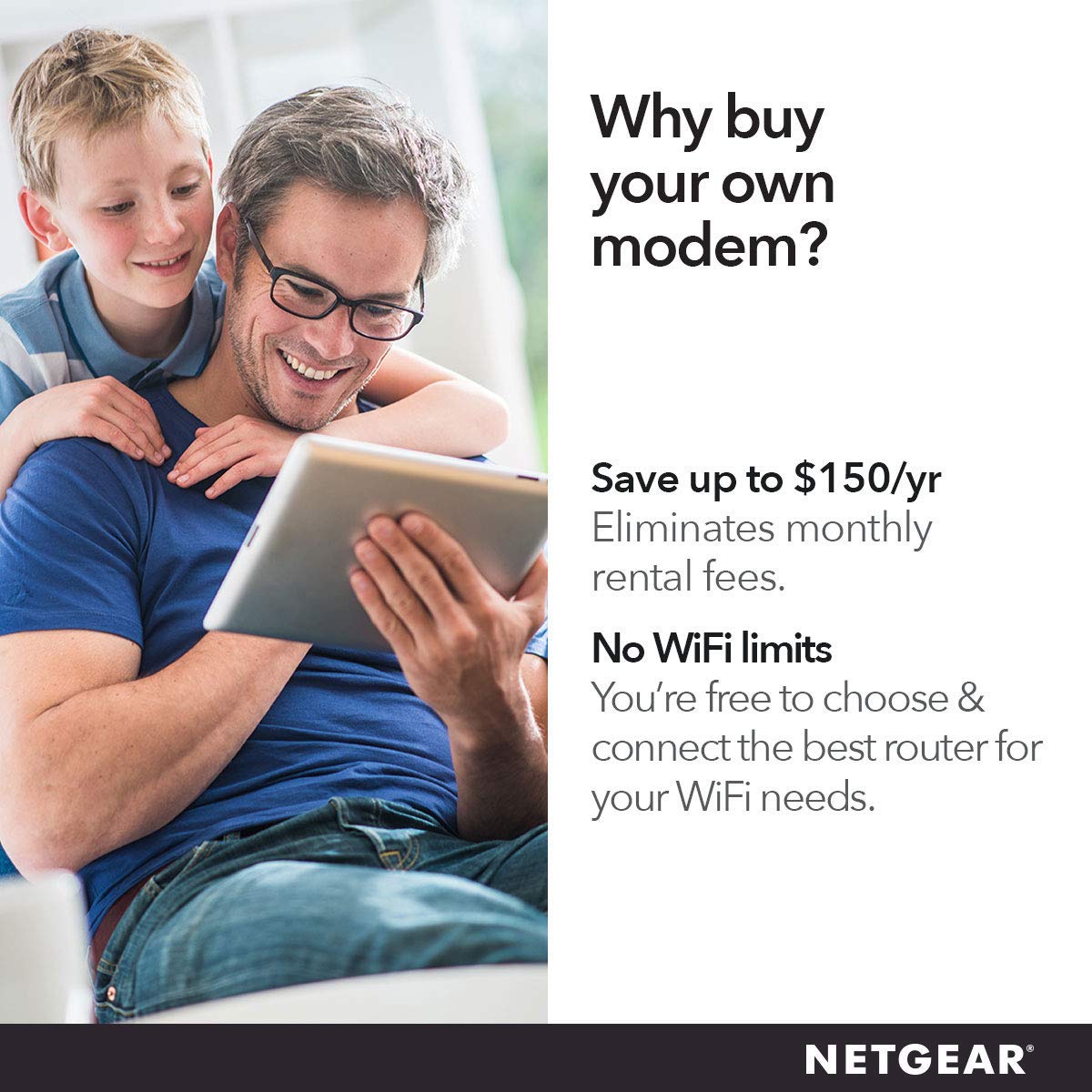 NETGEAR CM700 packaging showing easy setup and provider compatibility.