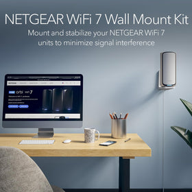 NETGEAR close detail of bracket slots and screws showing durable fit benefit