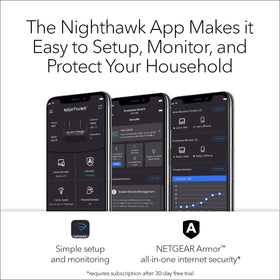 NETGEAR Nighthawk app management screen showing easy WiFi setup.