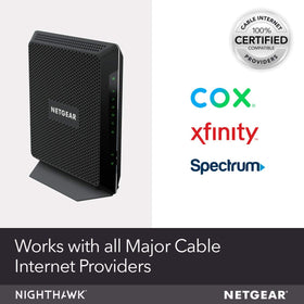 NETGEAR Nighthawk C7000 LED indicators glow to show activity and status.
