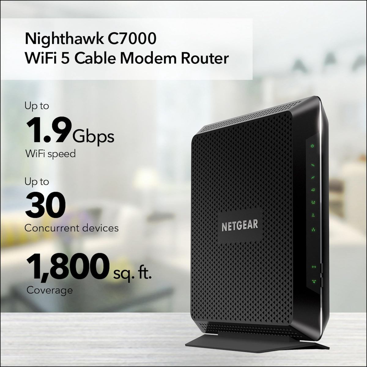 NETGEAR Nighthawk C7000 delivers broad WiFi coverage for busy households.