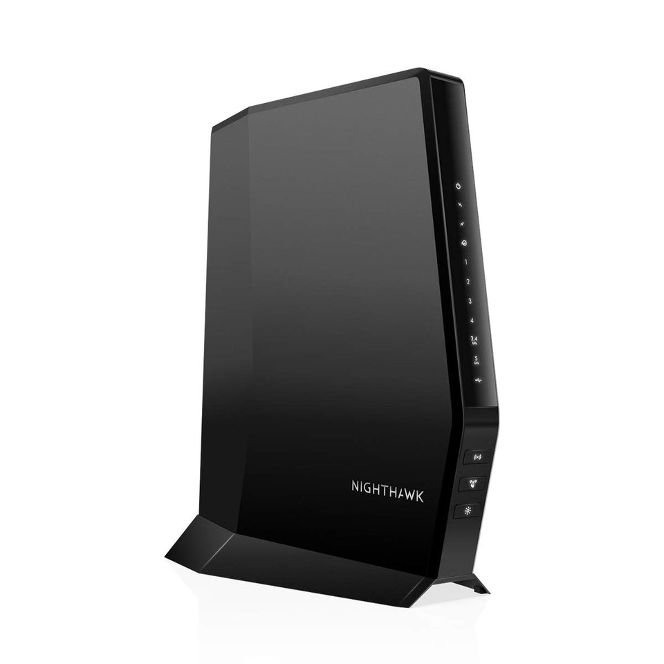 NETGEAR Nighthawk CAX30 front panel for quick setup and status.