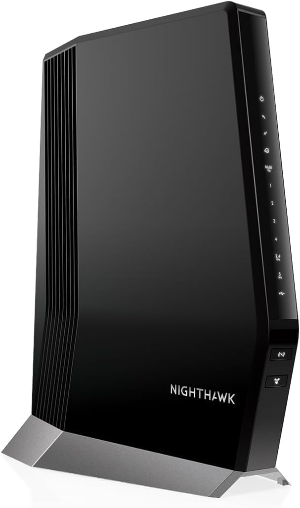NETGEAR Nighthawk CAX80 front view, compact design ideal for a home networking hub